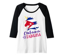 Womens Cuba Roots for Her Cuba Unicorn Raglan Baseball Tee