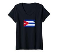 Women's Cuban Flag Cuba Spanish Havana V-Neck T-Shirt