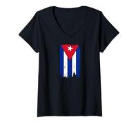 Women's Cuban Flag Cuba Spanish Havana V-Neck T-Shirt