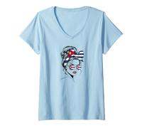 Womens Cuban Girl Havana Cuba Culture Cuban Heritage Flag Pride V-Neck T-Shirt