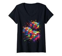 Women's Cube Puzzle - Fun Puzzle Design Puzzle Games V-Neck T-Shirt