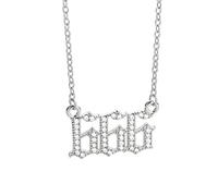 Womens Cubic Zirconia Angel Number Necklace 111 222 333 444 555 666 777 888 999 CZ Pendant Choker Chain Numerology Jewellery