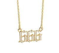 Womens Cubic Zirconia Angel Number Necklace 111 222 333 444 555 666 777 888 999 CZ Pendant Choker Chain Numerology Jewellery