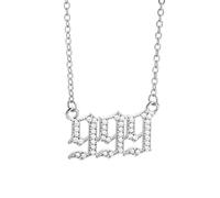 Womens Cubic Zirconia Angel Number Necklace 111 222 333 444 555 666 777 888 999 CZ Pendant Choker Chain Numerology Jewellery