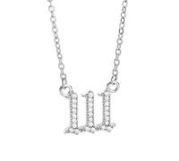 Womens Cubic Zirconia Angel Number Necklace 111 222 333 444 555 666 777 888 999 CZ Pendant Choker Chain Numerology Jewellery