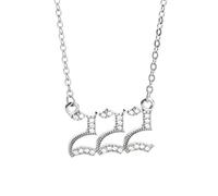 Womens Cubic Zirconia Angel Number Necklace 111 222 333 444 555 666 777 888 999 CZ Pendant Choker Chain Numerology Jewellery