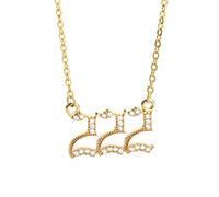 Womens Cubic Zirconia Angel Number Necklace 111 222 333 444 555 666 777 888 999 CZ Pendant Choker Chain Numerology Jewellery