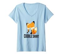 Womens Cuddle Shirt Fox Pyjamas Pajamas Nightshirt Fox V-Neck T-Shirt