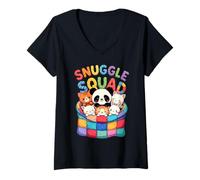 Womens Cuddle Up Day Cute Animals V-Neck T-Shirt