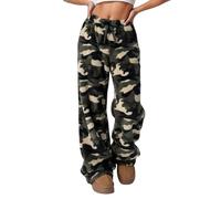 Women's Cuddly Fleece Trousers in Camouflage Pattern - Wide and Fluffy Baggy Trousers | Cosy Loungewear in Y2K Style for Winter, style_n01 camouflage, S