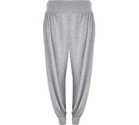 FASHION FAIRIES Women’s Cuffed Bottom Baggy Harem Ali Baba Stretch Trousers Ladies Plain and Printed Active Wear Yoga Pants Arabic Belly Dance Harem Pants Jogging UK Size 8-26 Light Grey