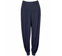 FASHION FAIRIES Women’s Cuffed Bottom Baggy Harem Ali Baba Stretch Trousers Ladies Plain and Printed Active Wear Yoga Pants Arabic Belly Dance Harem Pants Jogging UK Size 8-26 Navy Blue