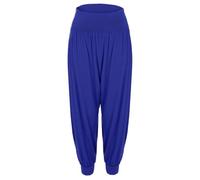 FASHION FAIRIES Women’s Cuffed Bottom Baggy Harem Ali Baba Stretch Trousers Ladies Plain and Printed Active Wear Yoga Pants Arabic Belly Dance Harem Pants Jogging UK Size 8-26 Royal Blue