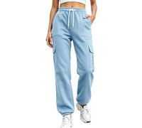Womens Cuffed Joggers Drawstring Cargo Sweatpants with Pockets Elastic Waist Tracksuit Bottoms Work Lounge Gym Sports Trousers Fleece Lined Jogging Bottoms Ladies Sweat Pants Plus Size