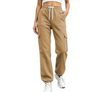 Womens Cuffed Joggers Drawstring Cargo Sweatpants with Pockets Elastic Waist Tracksuit Bottoms Work Lounge Gym Sports Trousers Fleece Lined Jogging Bottoms Ladies Sweat Pants Plus Size