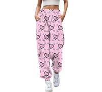 Women's Cuffed Joggers Drawstring Sport Sweatpants Women's Valentines Day Tights with Hearts Sexy Leggings Skinny Pant Patterned Sporty Sweet Heart Joggers for Women UK Plus Size (Blue, XL)