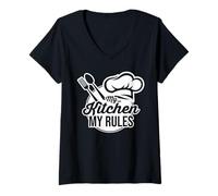 Women's Culinary Chef | Cooking Guru | Foodie | My Kitchen My Rules V-Neck T-Shirt