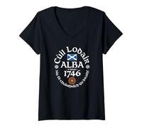 Womens Culloden Never Forget! Scotland 16 April 1746 Flag and Targe V-Neck T-Shirt