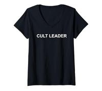 Womens Cult Leader Aesthetic Ironic Dark Humor Pun Statement Design V-Neck T-Shirt