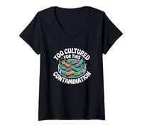 Womens Cultured, but not in The Classical Sense, Funny Microbiology V-Neck T-Shirt