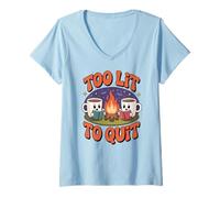 Women's Cup Macots by a Campfire Literature Too Lit to Quit Reading V-Neck T-Shirt