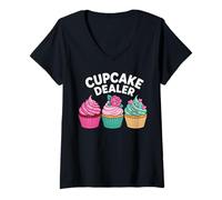 Women's Cupcake Dealer Fun Cupcake Baker Pastry Chef Baking Cupcake V-Neck T-Shirt