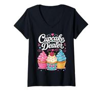 Women's Cupcake Dealer Fun Cupcake Baker Pastry Chef Baking V-Neck T-Shirt