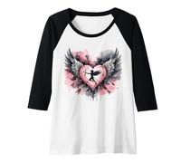 Womens Cupid Heart Valentines Holiday Love Arrows Raglan Baseball Tee