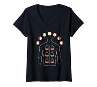 Women's Cupping Therapy Man Moon Phases Front Print V-Neck T-Shirt