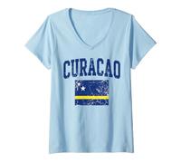 Women's Curacao Flag Vacation Island Trip V-Neck T-Shirt