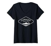 Womens Curacao Sunshine Palm Trees Dutch Caribbean ABC Islands V-Neck T-Shirt