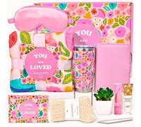 Women's Curated Care Package Gift Box - Birthday, Get Well Soon, Surgery, Self Care, Mother's Day, Gifts for Mom Daughter Wife Friend, 10 Pieces with Cozy Blanket, Tumbler Mug ("You are Loved" Pink)