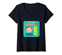 Women's Curious George Best Day Ever Patch V-Neck T-Shirt