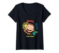 Women's Curious George Best Day Ever Smile V-Neck T-Shirt