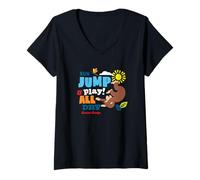 Women's Curious George Run Jump & Play All Day V-Neck T-Shirt