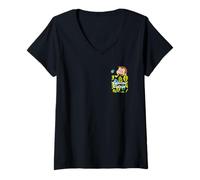 Women's Curious George Springtime Faux Pocket Peek V-Neck T-Shirt
