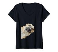 Women's Curious Pup The Irresistible Head Tilt V-Neck T-Shirt