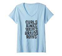 Women's Curls Kinks Waves Braids Rows V-Neck T-Shirt