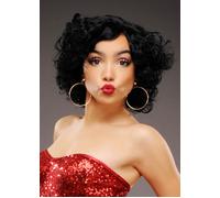Womens Curly Black Betty Boop Style Wig