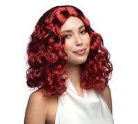 Womens 70s Curly Rich Red Auburn Celeste Wig Ladies 1970s Disco Fancy Dress