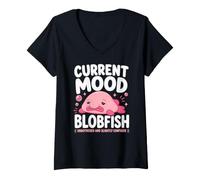Women's Current Mood Blobfish Unbothered Slightly Confused V-Neck T-Shirt