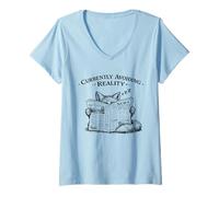 Women's Currently Avoiding Reality Vintage Introvert Fox Graphic V-Neck T-Shirt