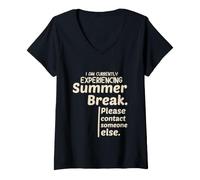 Women's Currently Experiencing Summer Break Contact Someone Else V-Neck T-Shirt
