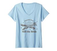 Women's Currently Feral Still the Bride Bachelorette Fox V-Neck T-Shirt