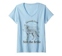 Women's Currently Feral Still the Bride Bachelorette Wolf V-Neck T-Shirt