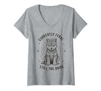 Women's Currently Feral Still The Bride Funny Wedding V-Neck T-Shirt