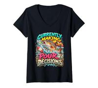 Women's Currently Making Waves Redfish Fishing Angler V-Neck T-Shirt