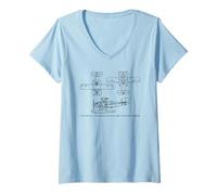 Women's Curtiss CS Biplane Torpedo Bomber Blueprints V-Neck T-Shirt