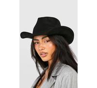Womens Curved Edge Cowboy Fedora Hat - Black - One Size, Black