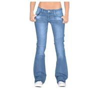 Womens Curvy Fit Flare Leg Bootcut Flared Jeans Midge Waist Stretchy Distressed Casual Cotton Washed Boyfriend Denim Jean Pants Heavy Duty Durable Denim Pants Workwear Bottoms